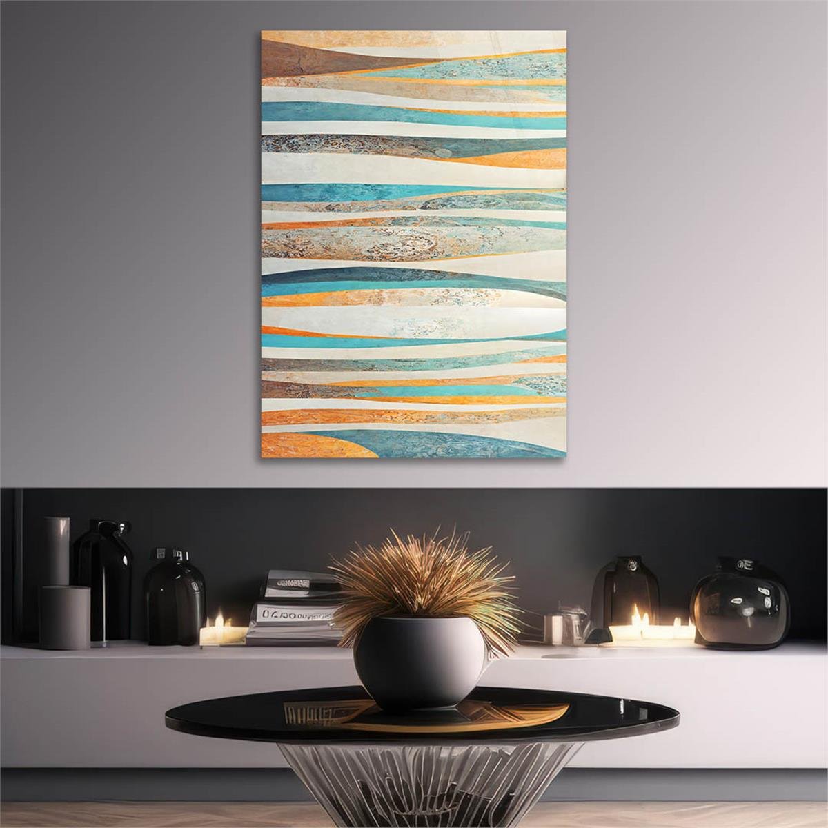 Dikey Sanat Temalı Cam Tablo 499