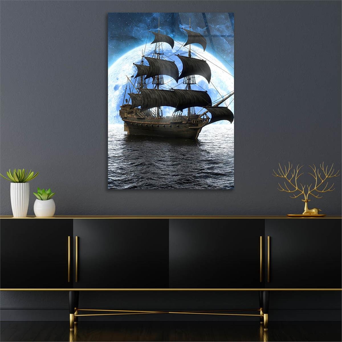 Dikey Sanat Temalı Cam Tablo 335
