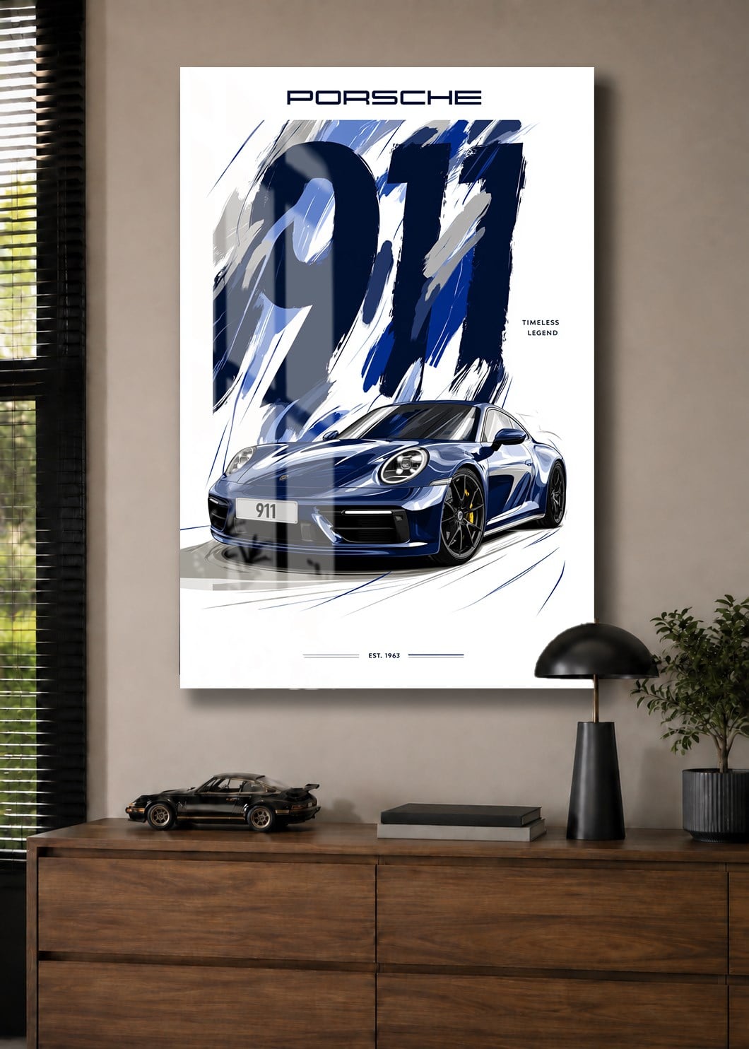 Mavi Porsche 911 Cam Tablo
