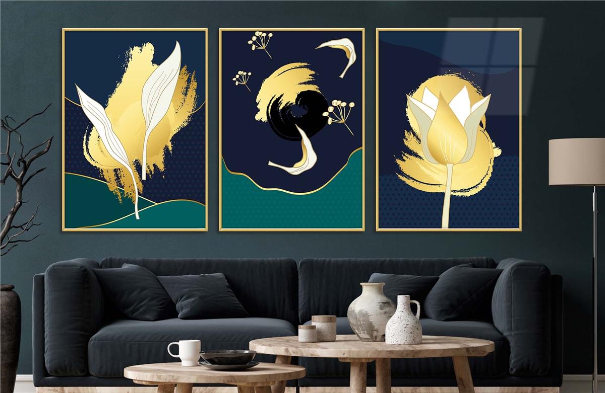 Alüminyum Çerçeveli Sanat Temalı 3'lü Set MDF Tablo 0005