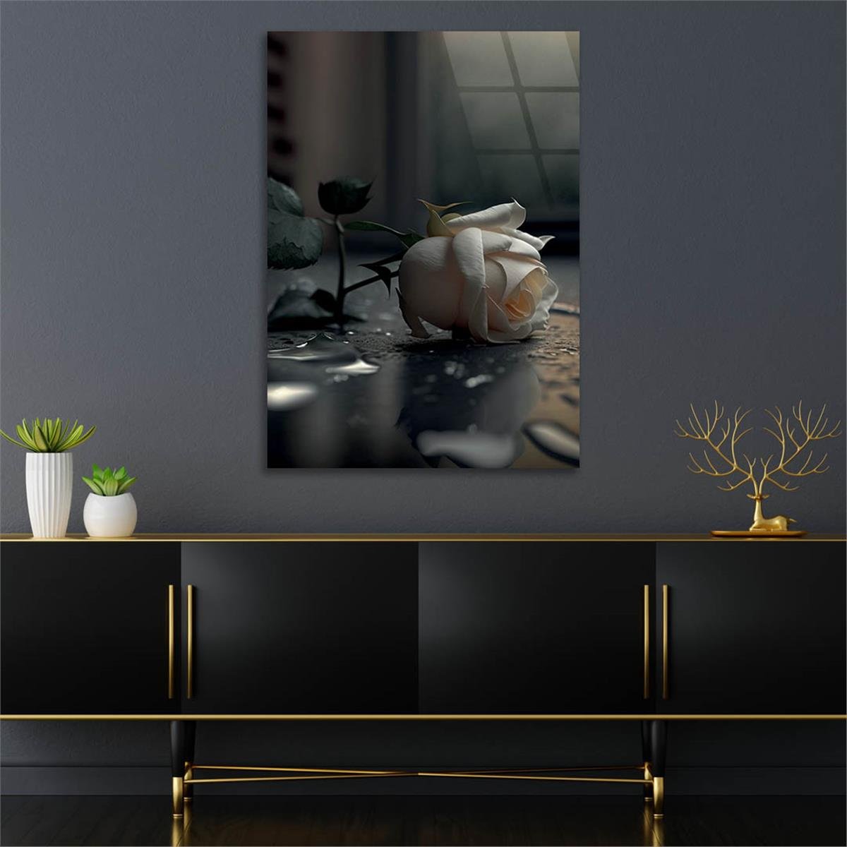 Vertical Tempered Glasss Wall Arts Natured-Themed214