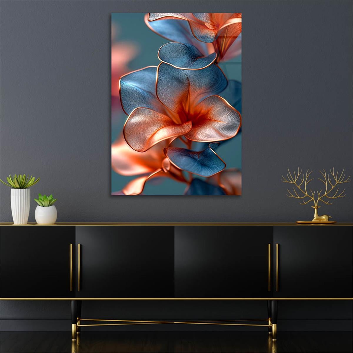 Dikey Sanat Temalı Cam Tablo 585