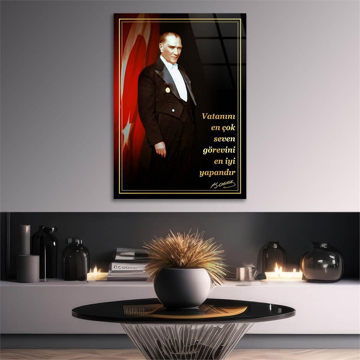 Dikey VatanTemalı Cam Tablo 263