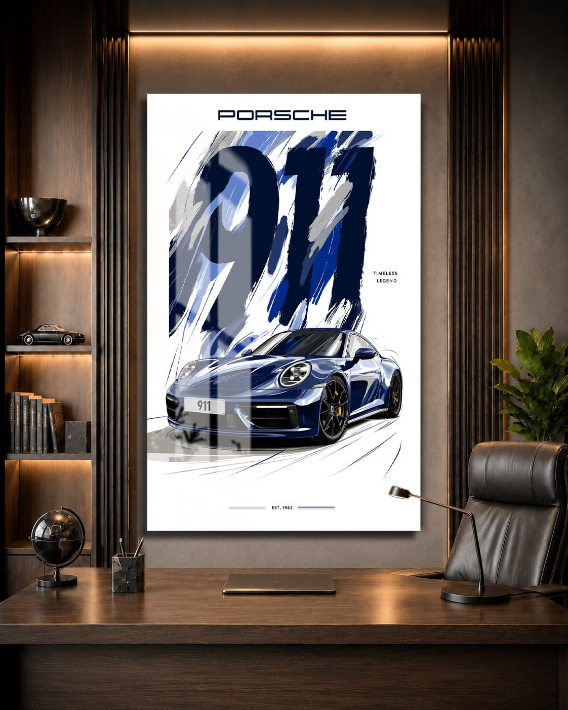 Mavi Porsche 911 Cam Tablo