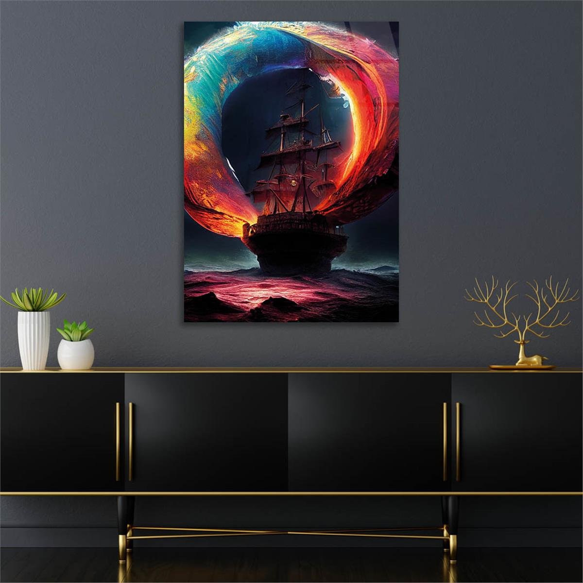 Vertical Tempered Glasss Wall Arts Natured-Themed173