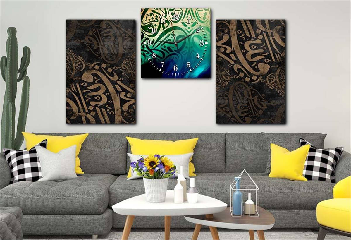 Tempered Glasss Wall Arts Religious-Themed Set with Clock