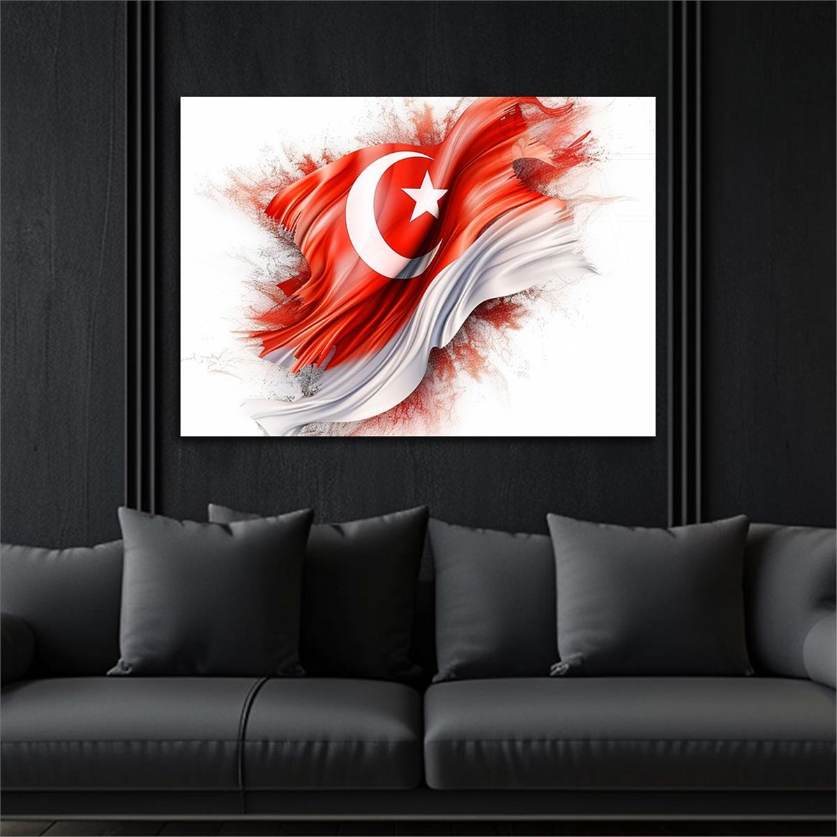 Yatay VatanTemalı Cam Tablo 122