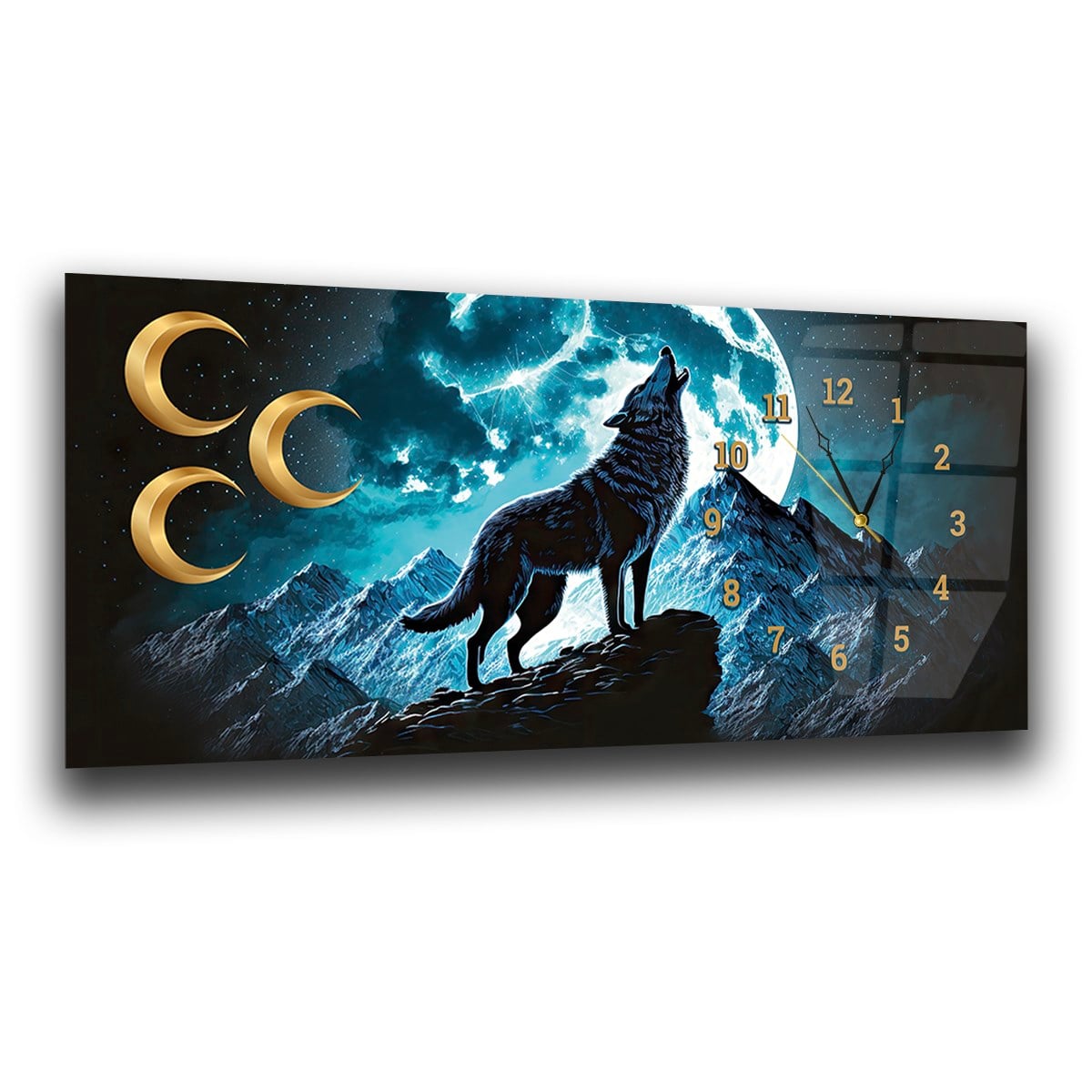 Side-Clock, Homeland-Themed Horizontal Glass Wall Painting 018