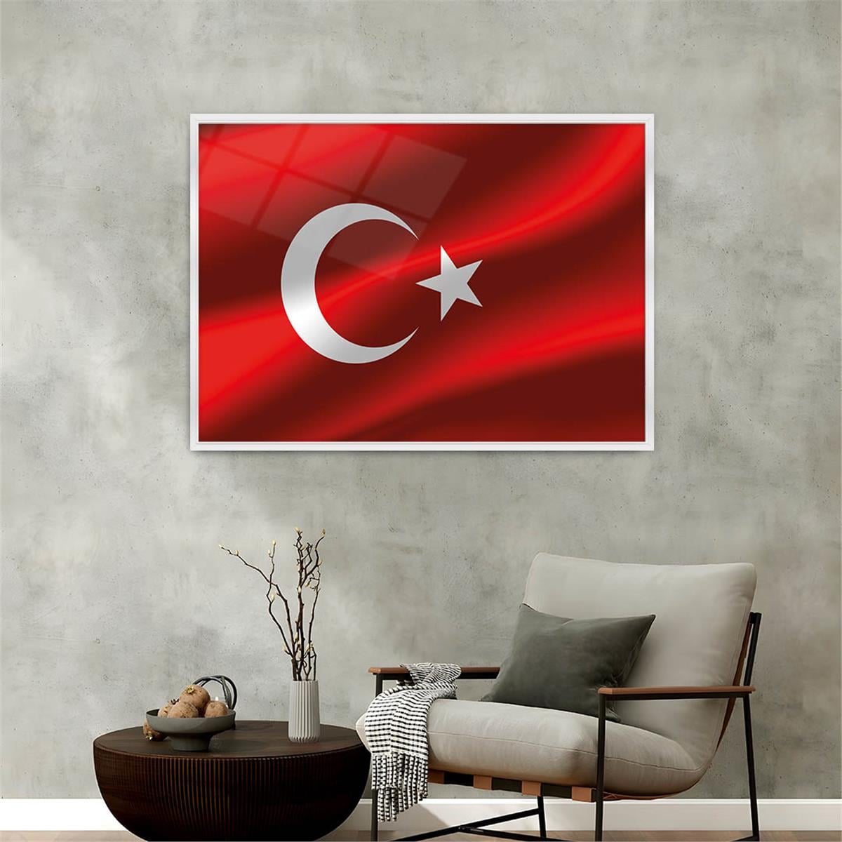 Alüminyum Çerçeveli Vatan Temalı Cam Tablo 060
