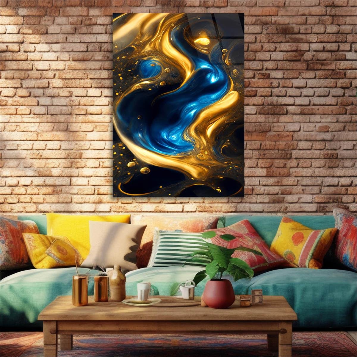 Dikey Sanat Temalı Cam Tablo 565