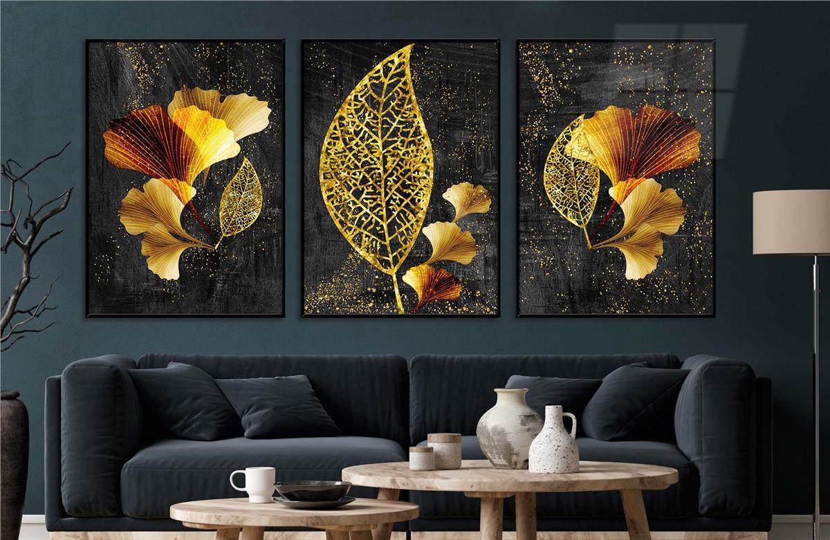 Alüminyum Çerçeveli Sanat Temalı 3'lü Set CAM Tablo 0058