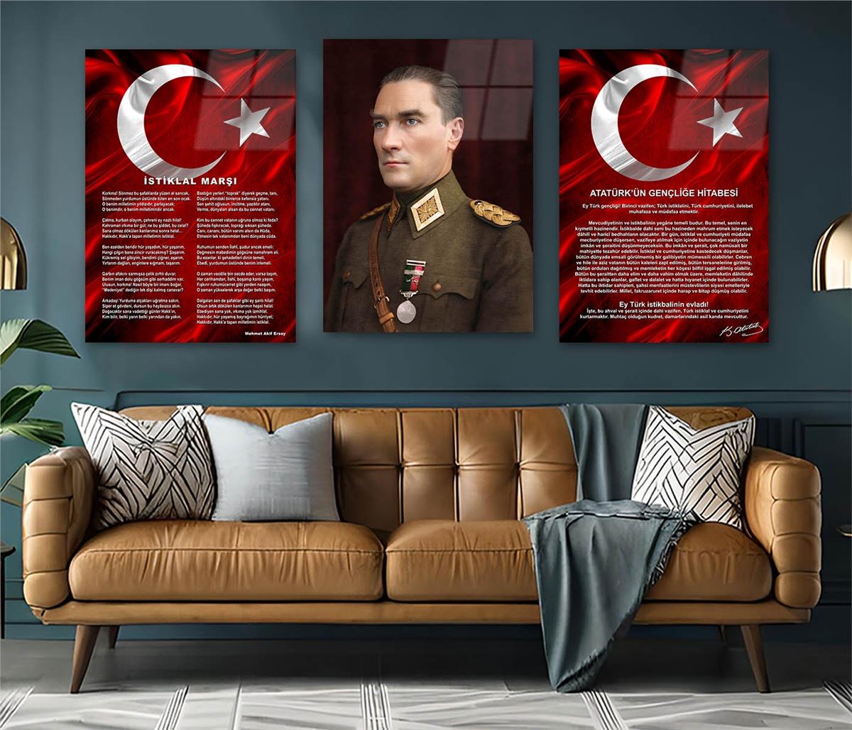  3'lü Set VatanTemalı Cam Tablo 32