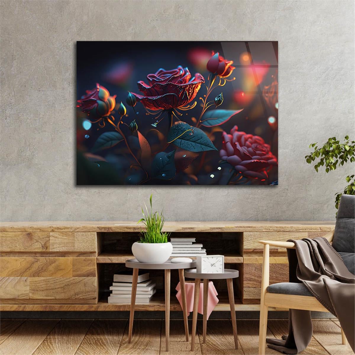 Horizontal Natured-Themed Tempered Glass Wall Art 305