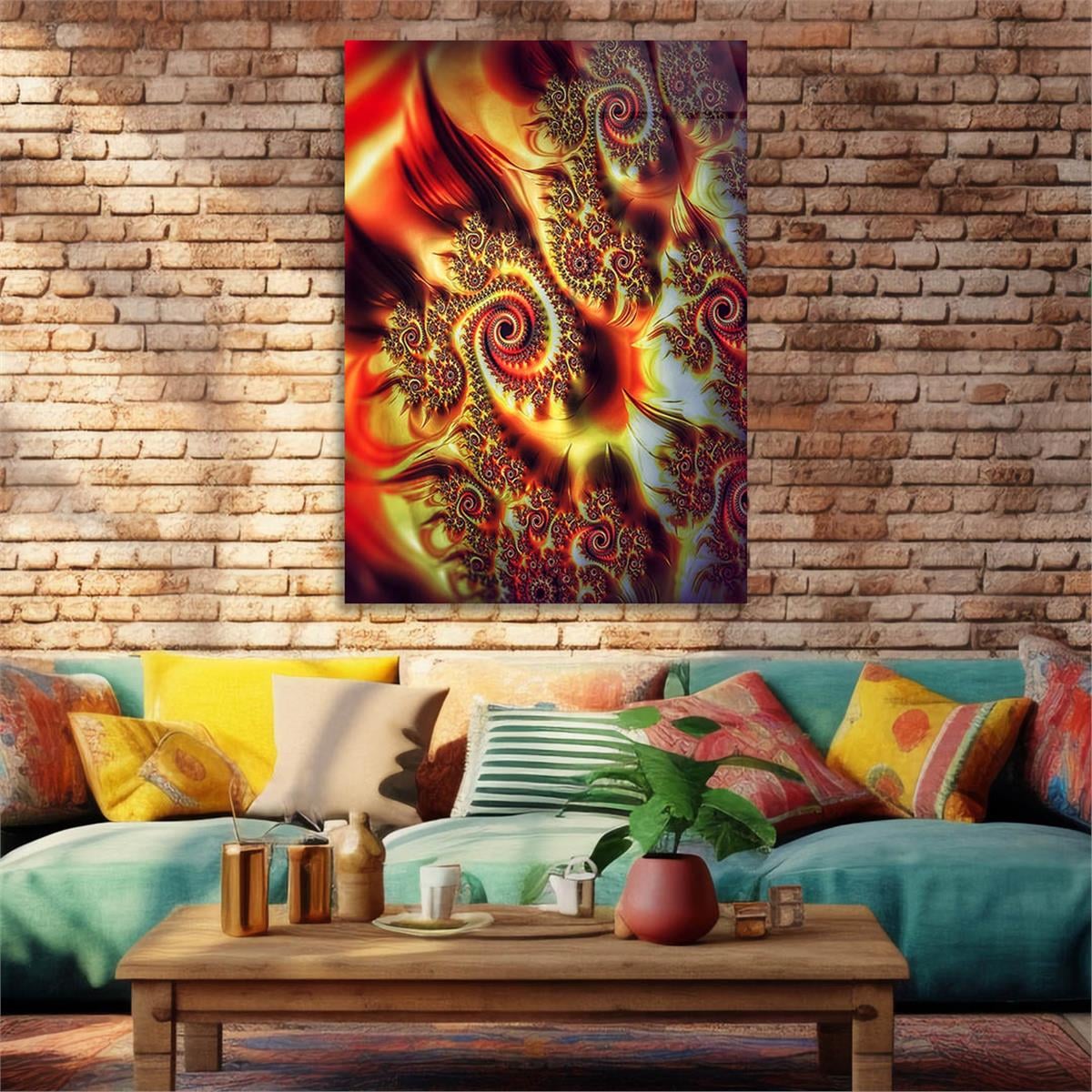 Dikey Sanat Temalı Cam Tablo 475