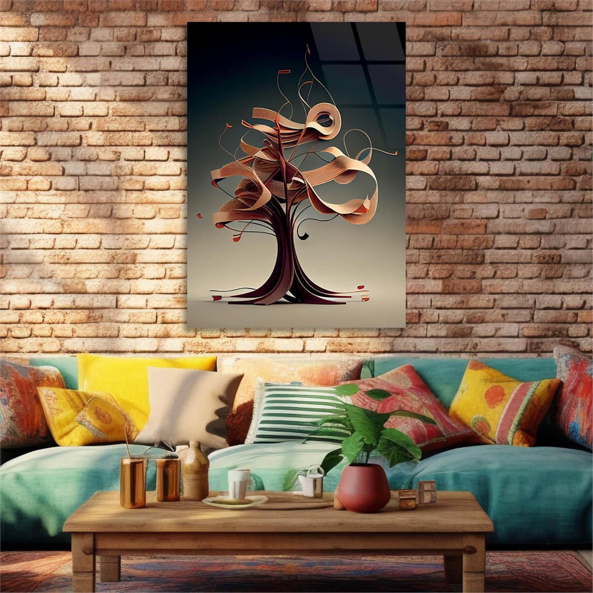 Vertical Tempered Glasss Wall Arts Natured-Themed211