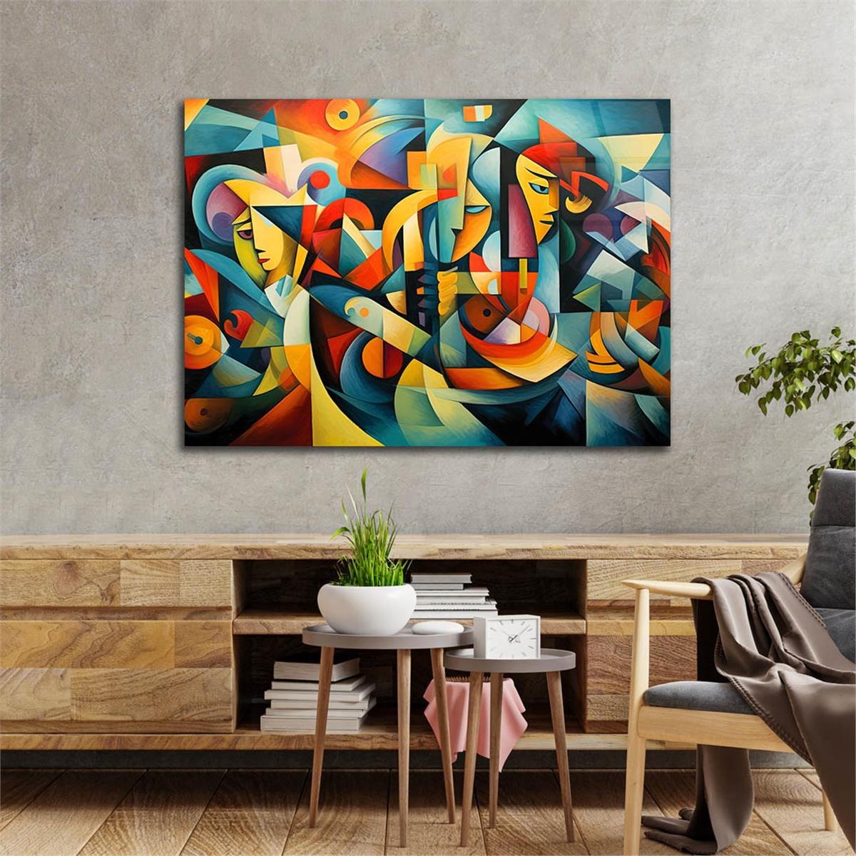 Horizontal Art-Themed Tempered Glass Wall Art 258