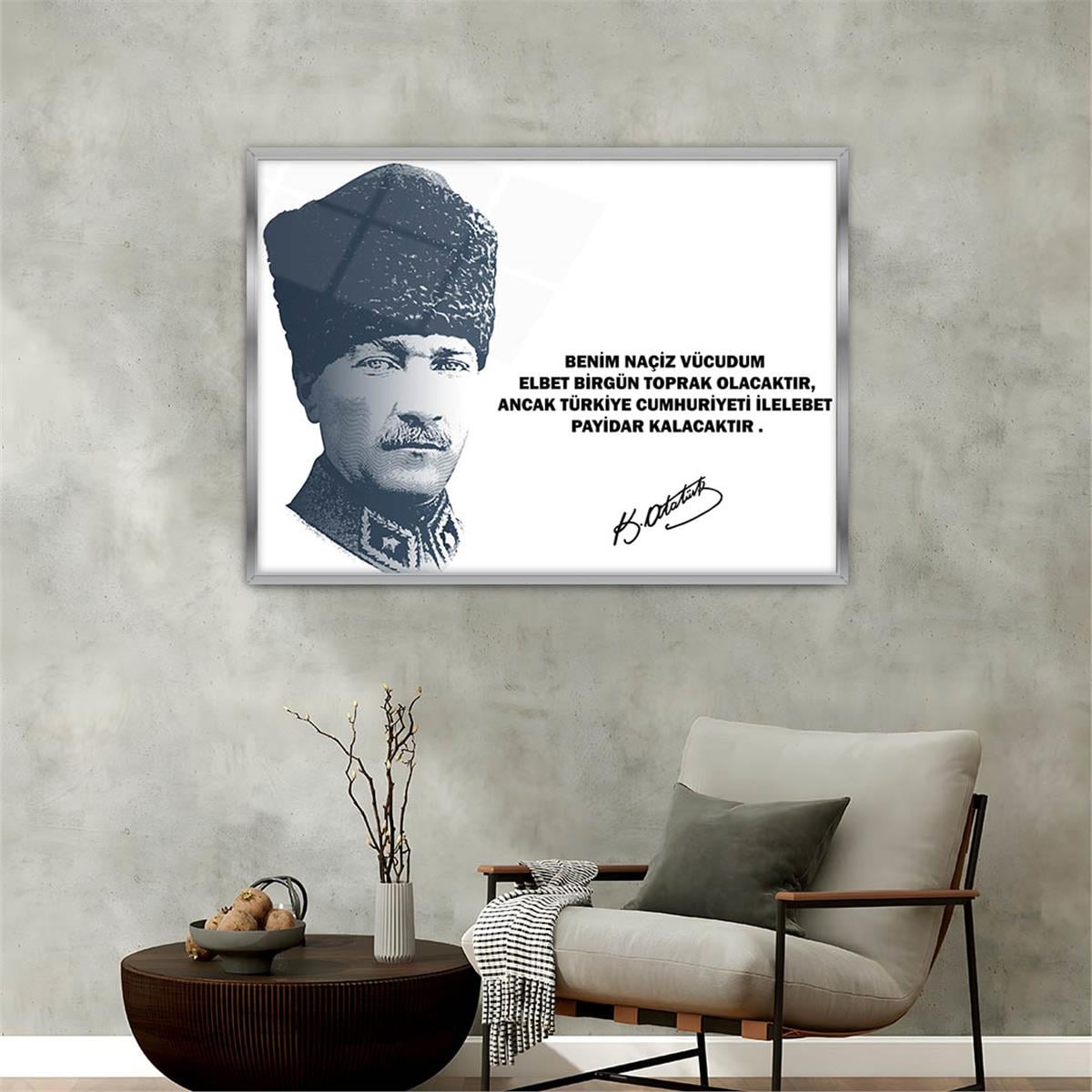 Alüminyum Çerçeveli Vatan Temalı Cam Tablo 008