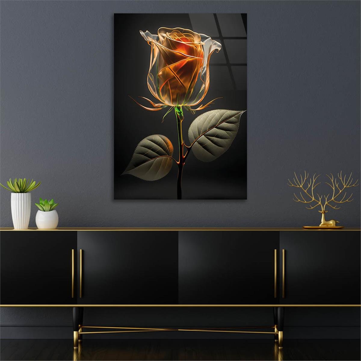 Vertical Tempered Glasss Wall Arts Natured-Themed125