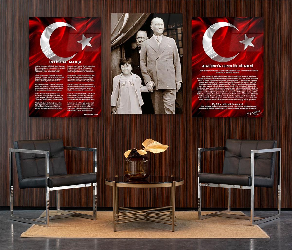  3'lü Set VatanTemalı Cam Tablo 31