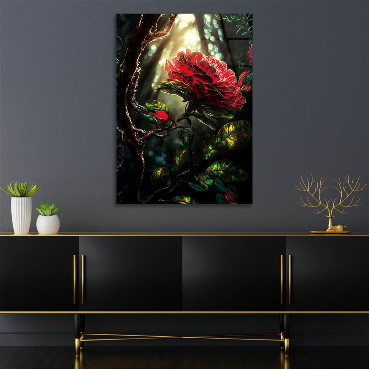 Vertical Tempered Glasss Wall Arts Natured-Themed174