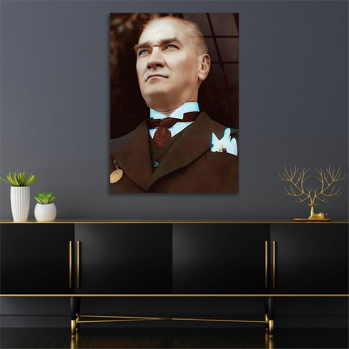 Dikey VatanTemalı Cam Tablo 285