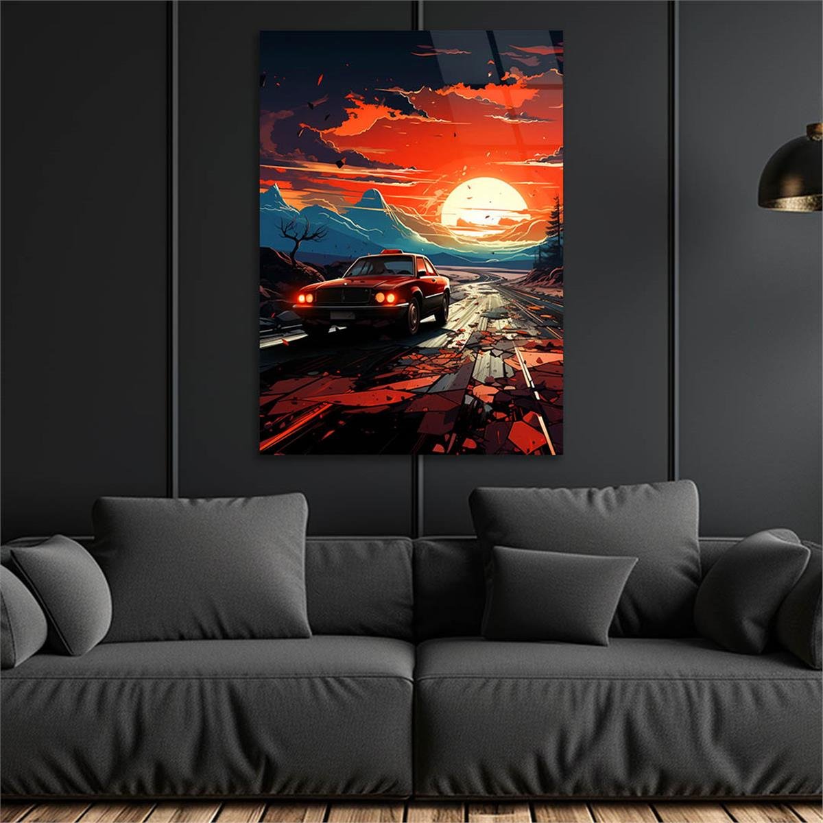 Dikey Sanat Temalı Cam Tablo 568
