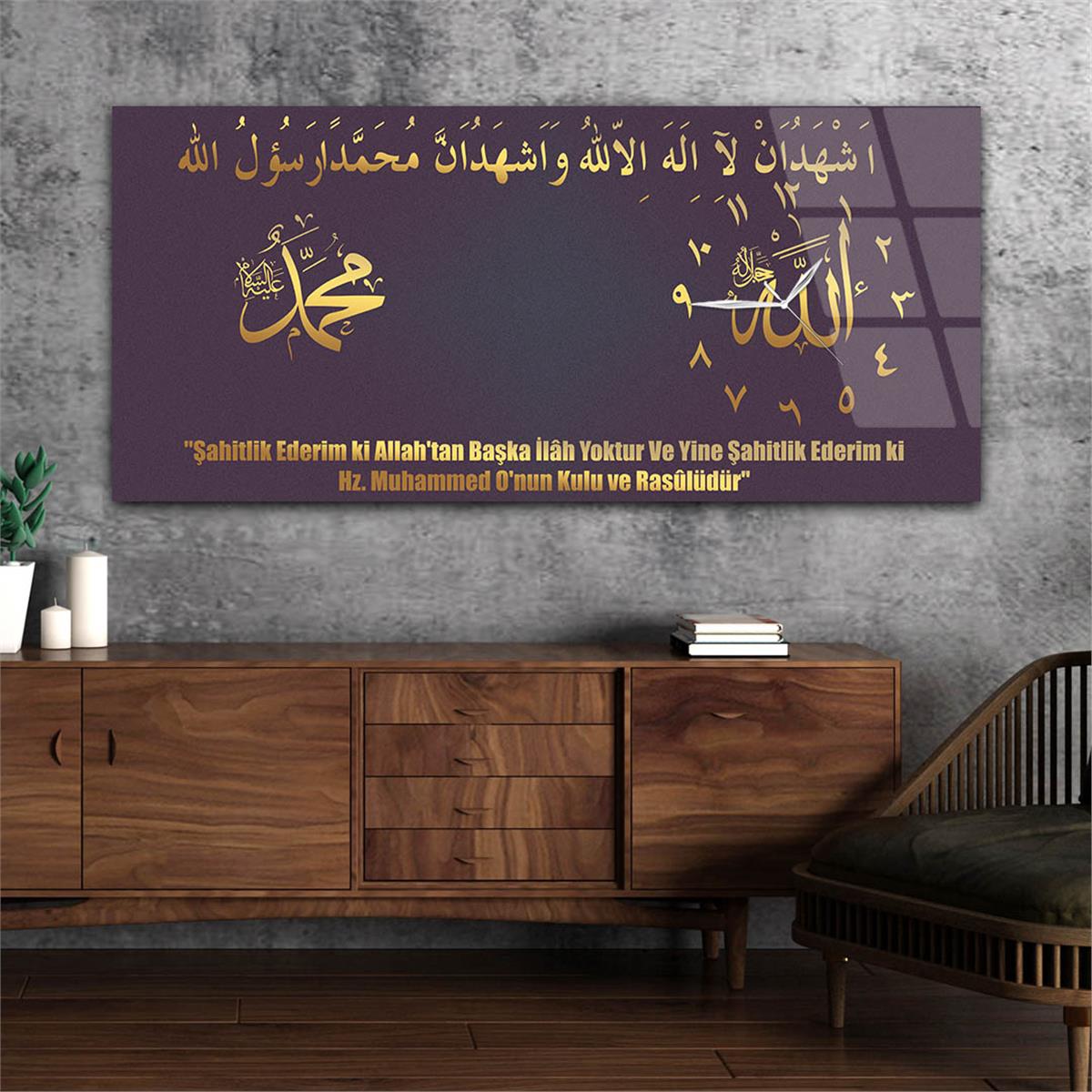 Side-Clock, Religious-Themed Horizontal Glass Wall Painting 008