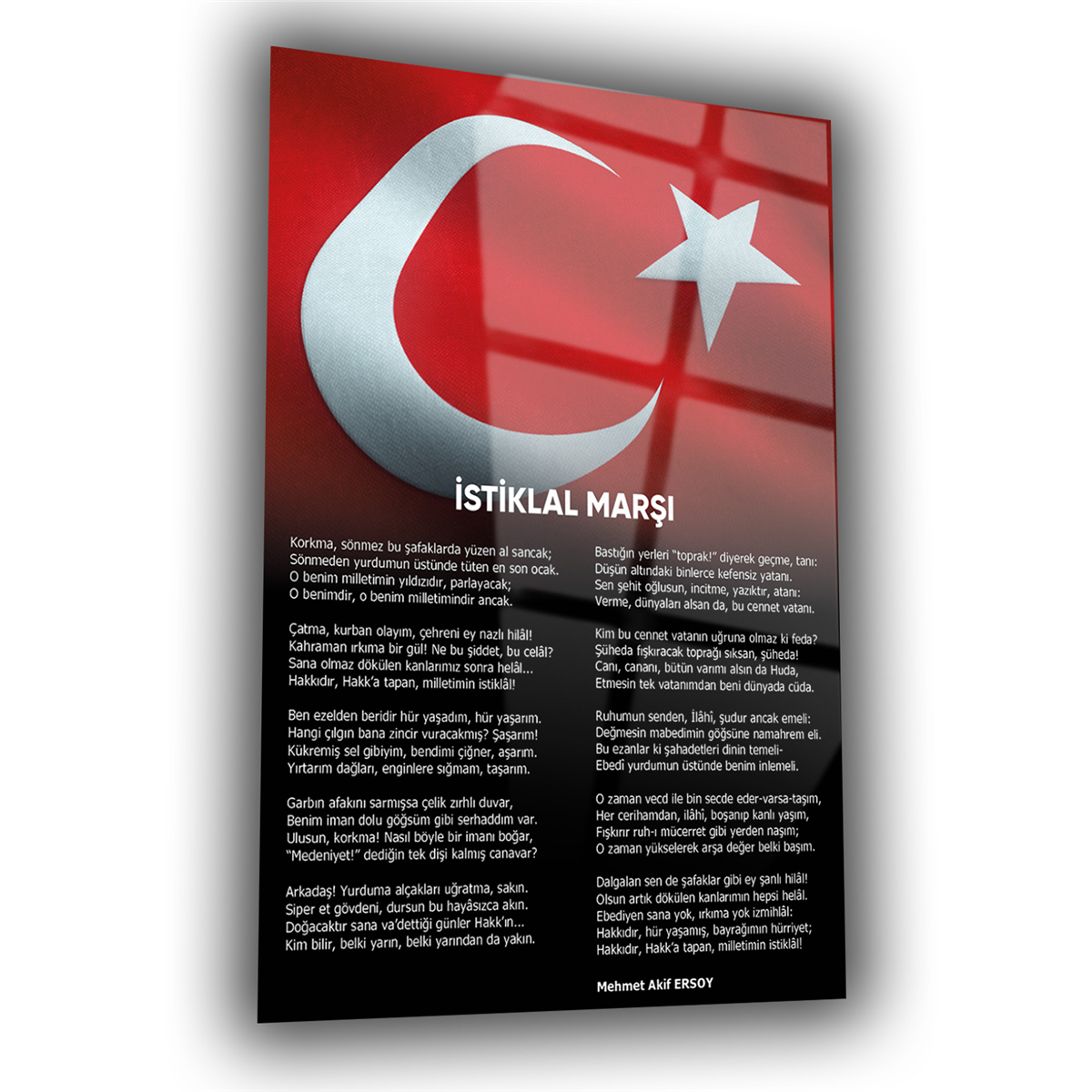 İSTİKLAL MARŞI YAZILI CAM TABLO