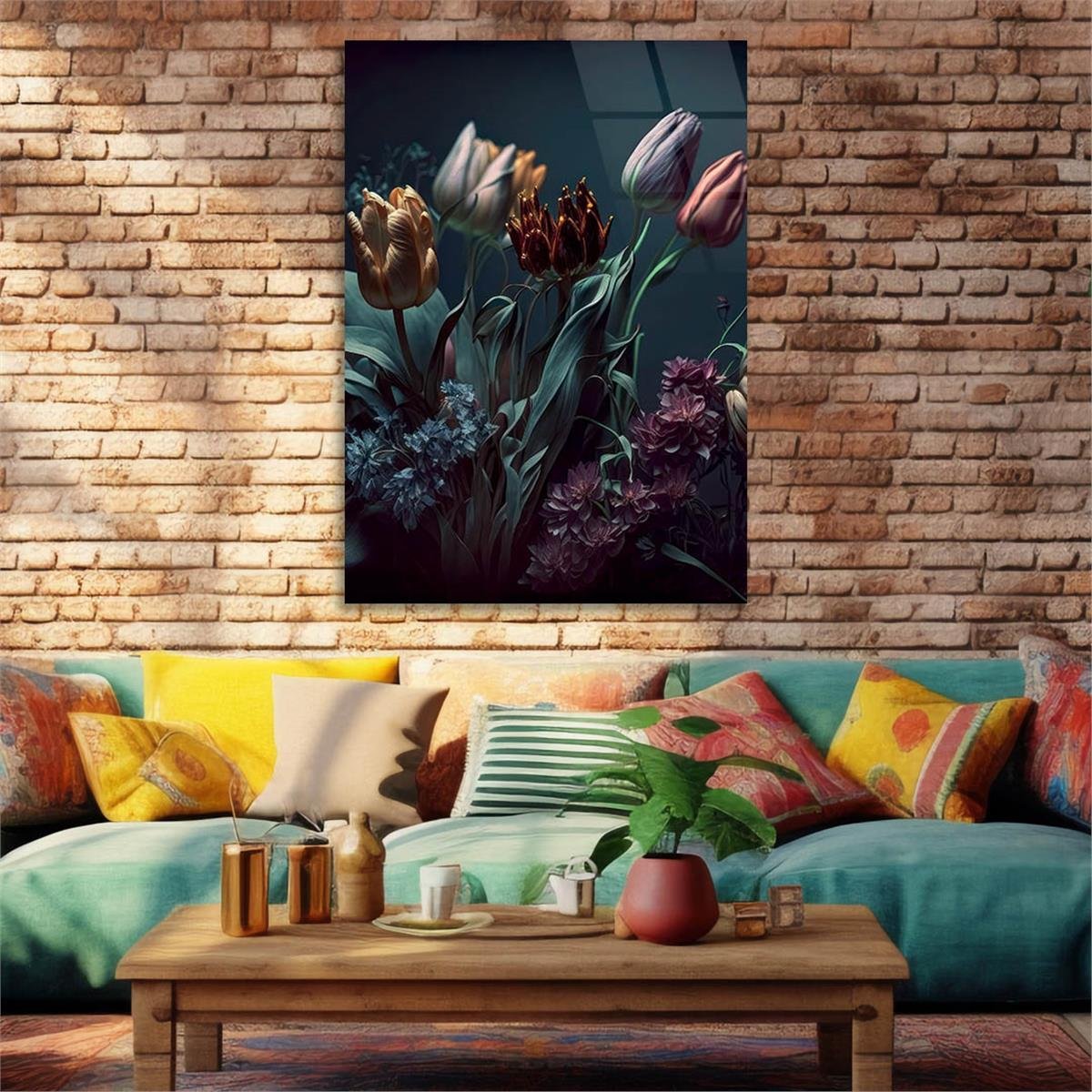 Vertical Tempered Glasss Wall Arts Natured-Themed205