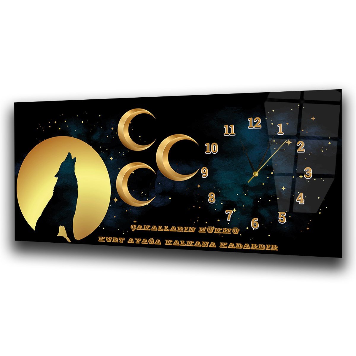 Side-Clock, Homeland-Themed Horizontal Glass Wall Painting 017