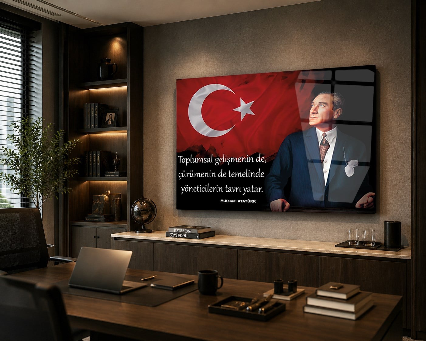 Yatay VatanTemalı Cam Tablo 106
