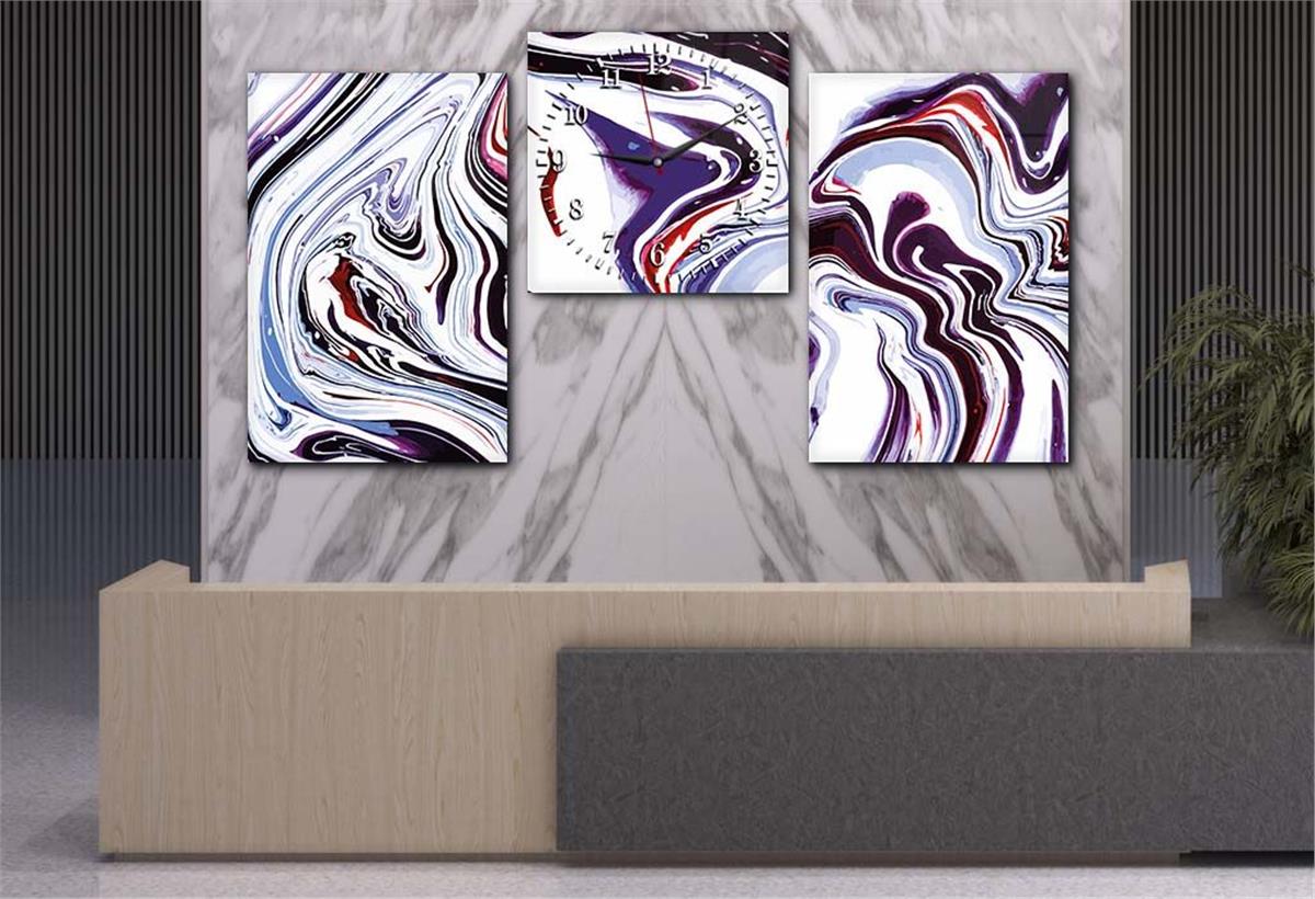 Tempered Glasss Wall Arts Art-Themed Set with Clock