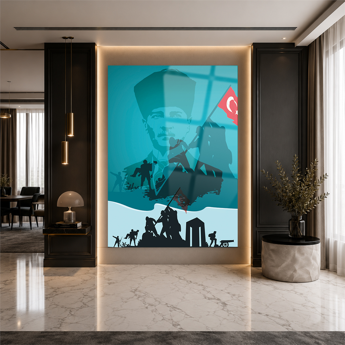 Dikey VatanTemalı Cam Tablo 159