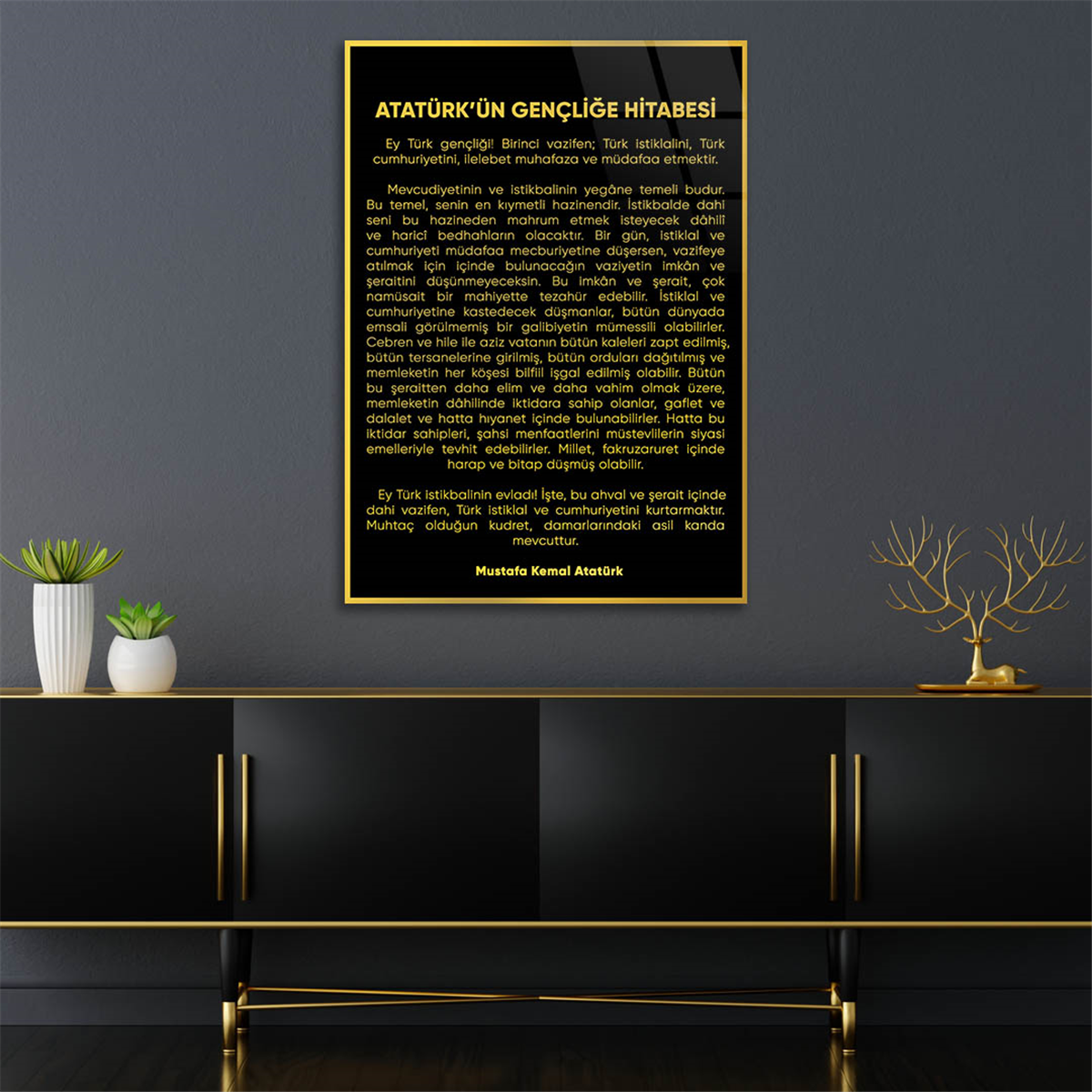 Atatürk's Address to the Turkish Youth Glass Wall Art