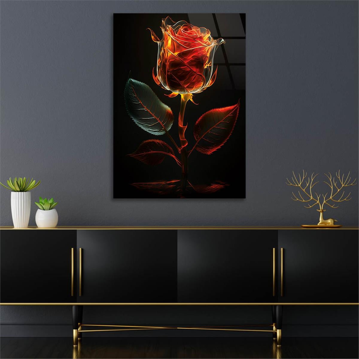 Vertical Tempered Glasss Wall Arts Natured-Themed138