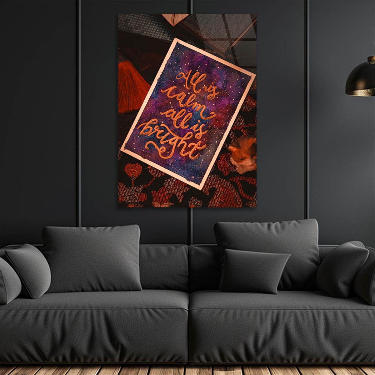Dikey Sanat Temalı Cam Tablo 522