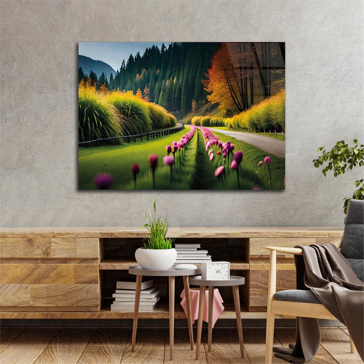 Horizontal Natured-Themed Tempered Glass Wall Art 282