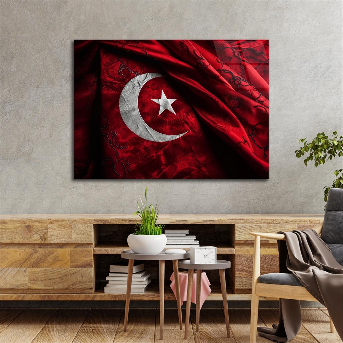 Yatay VatanTemalı Cam Tablo 128