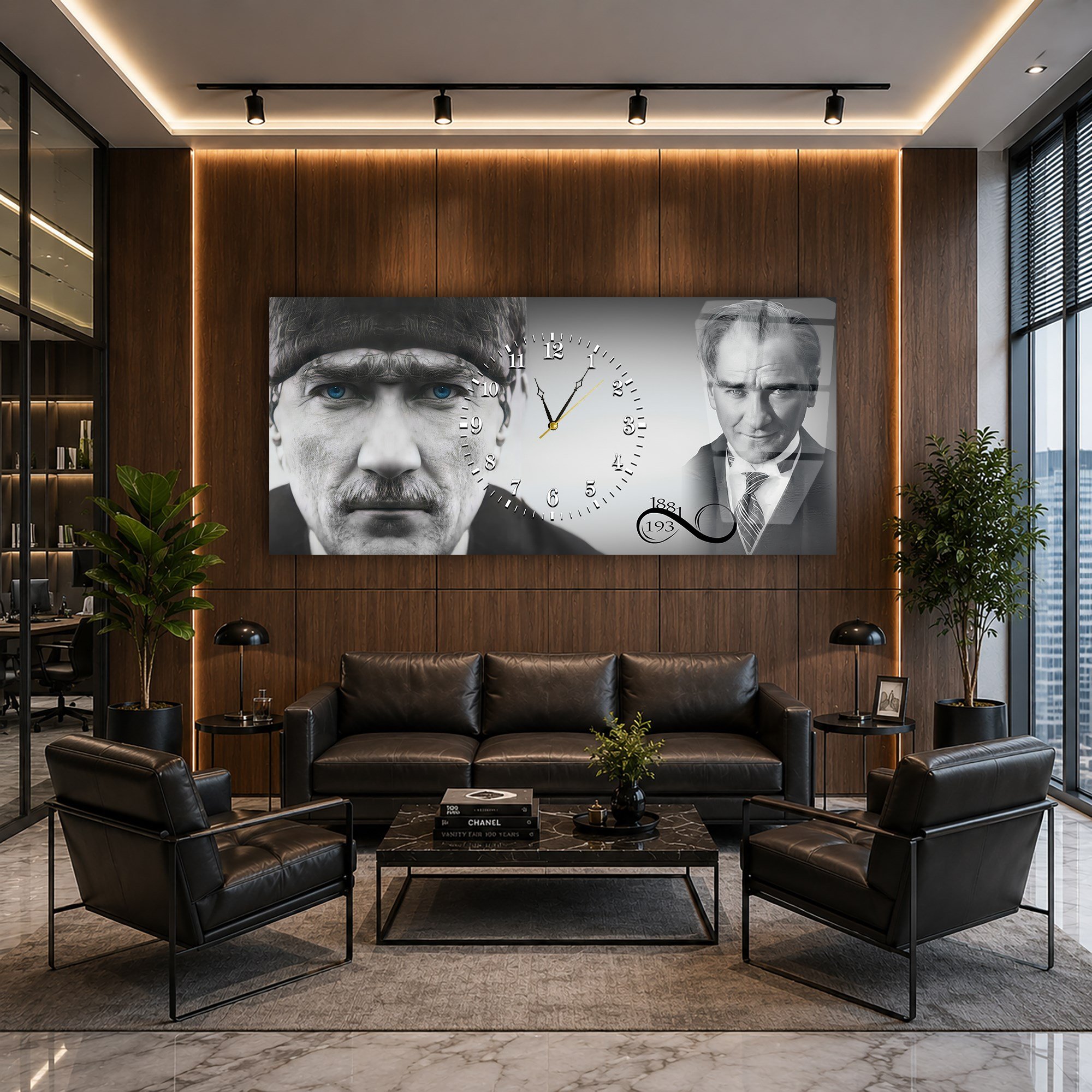 Middle-Clock, Homeland-Themed Horizontal Glass Wall Painting 065