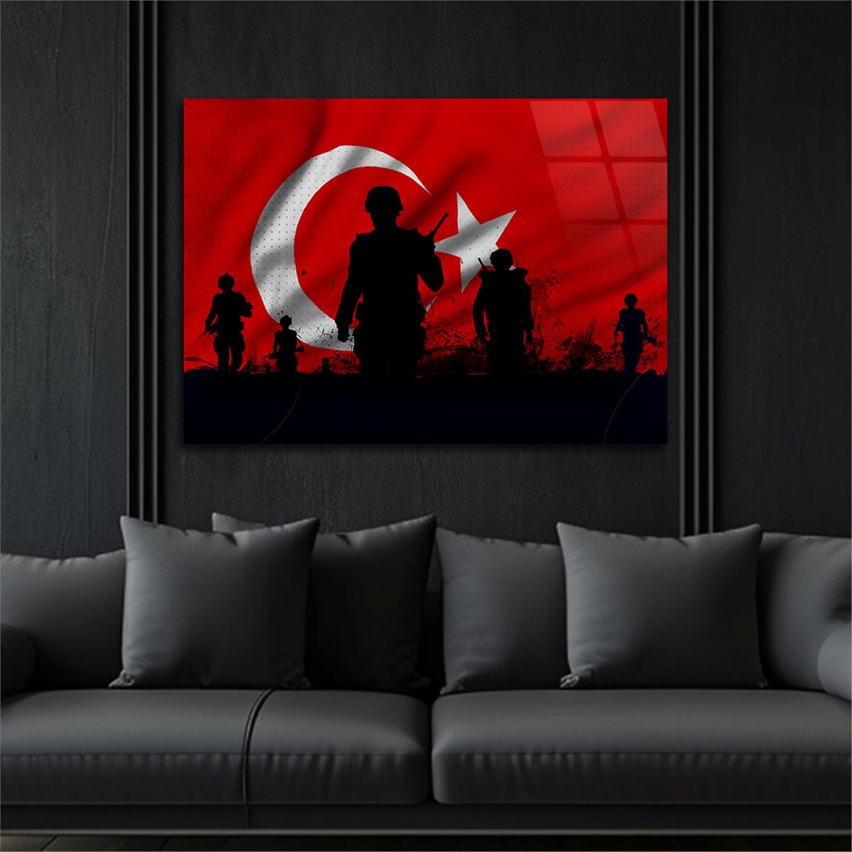Yatay VatanTemalı Cam Tablo 130