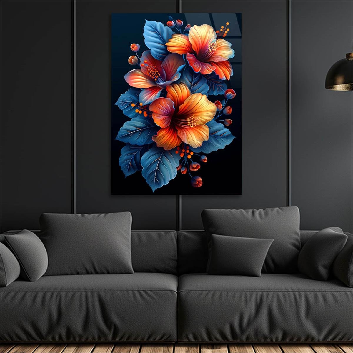 Dikey Sanat Temalı Cam Tablo 453