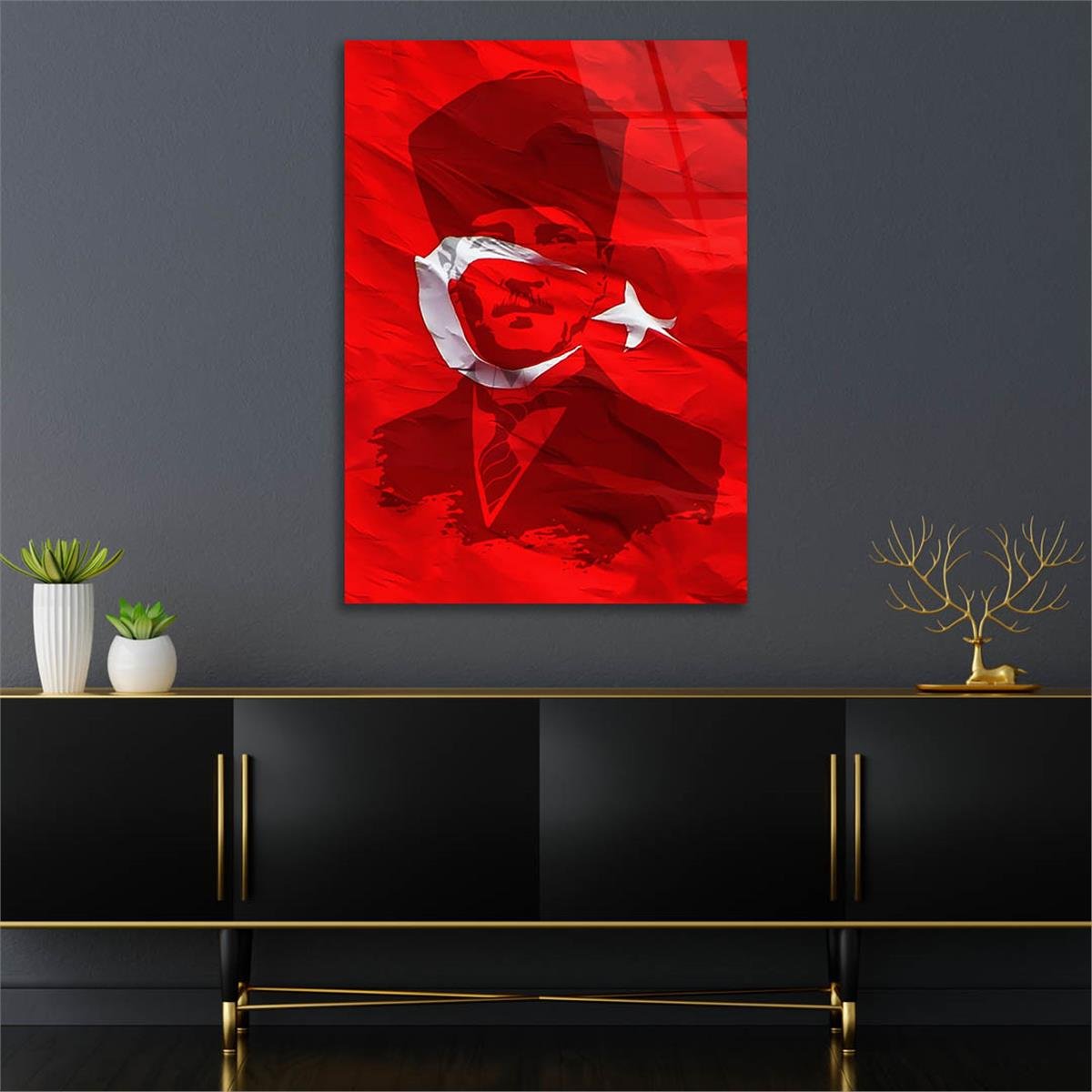 Dikey VatanTemalı Cam Tablo 161