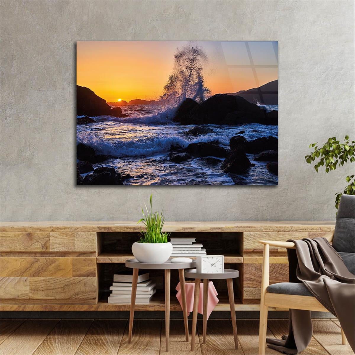 Horizontal Natured-Themed Tempered Glass Wall Art 255