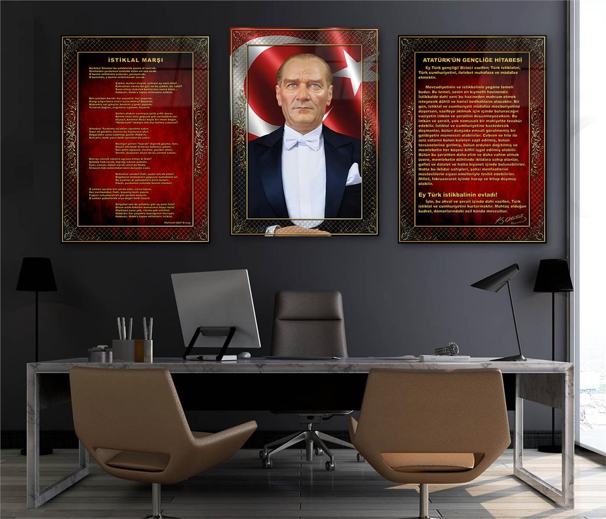  3'lü Set VatanTemalı Cam Tablo 34