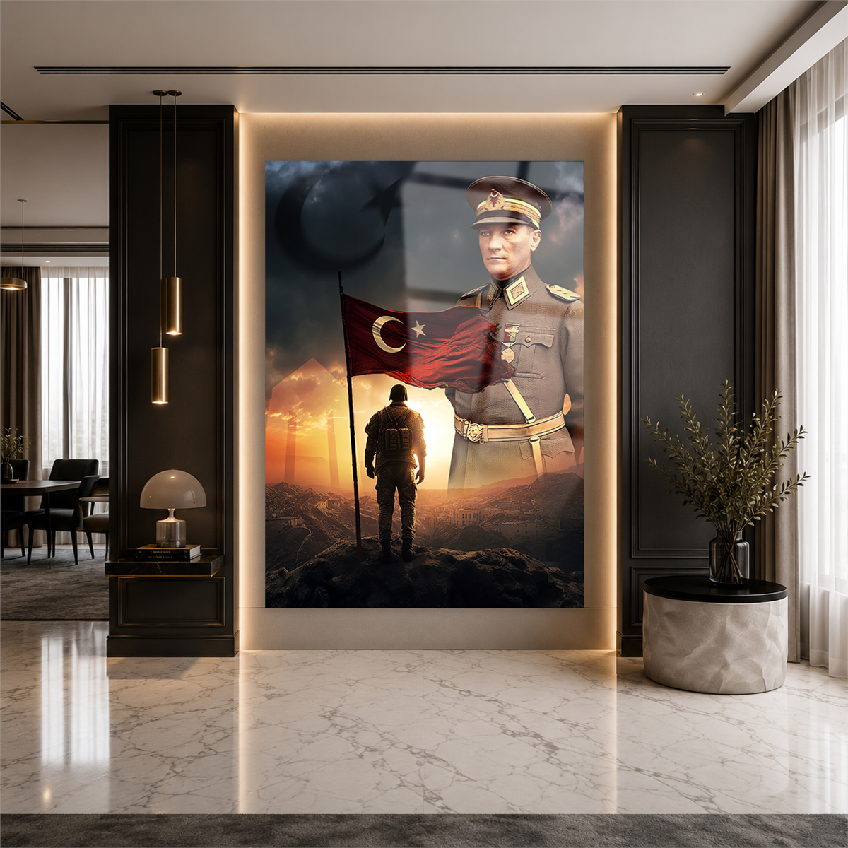 Dikey VatanTemalı Cam Tablo 181