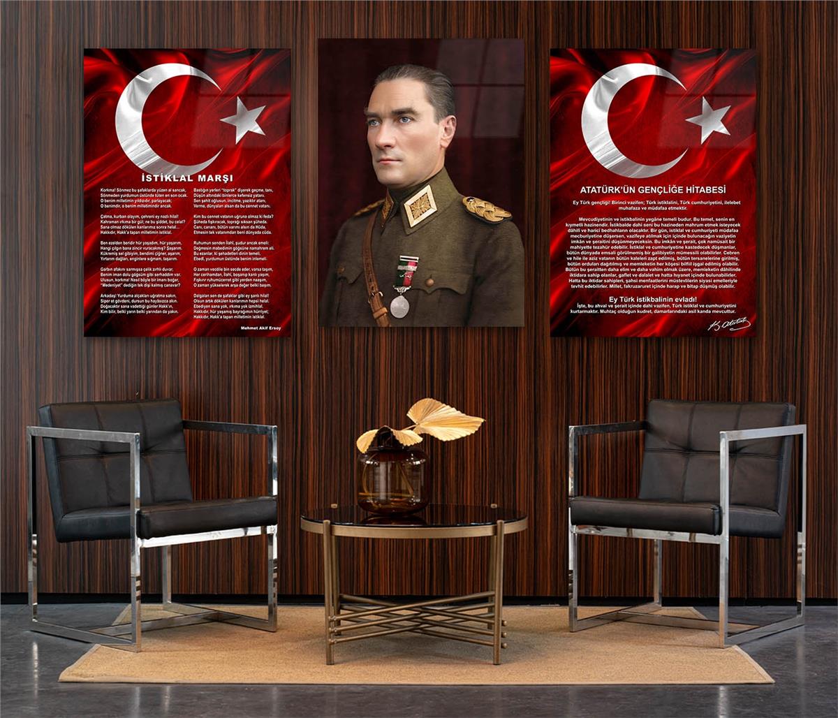  3'lü Set VatanTemalı Cam Tablo 32