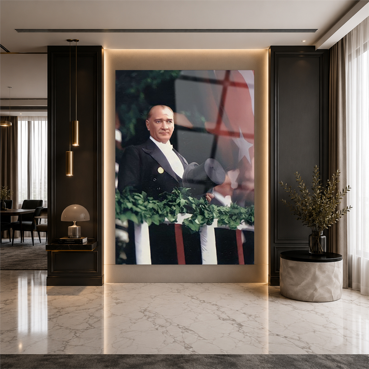 MUSTAFA KEMAL ATATÜRK GÖRSELLİ CAM TABLO 
