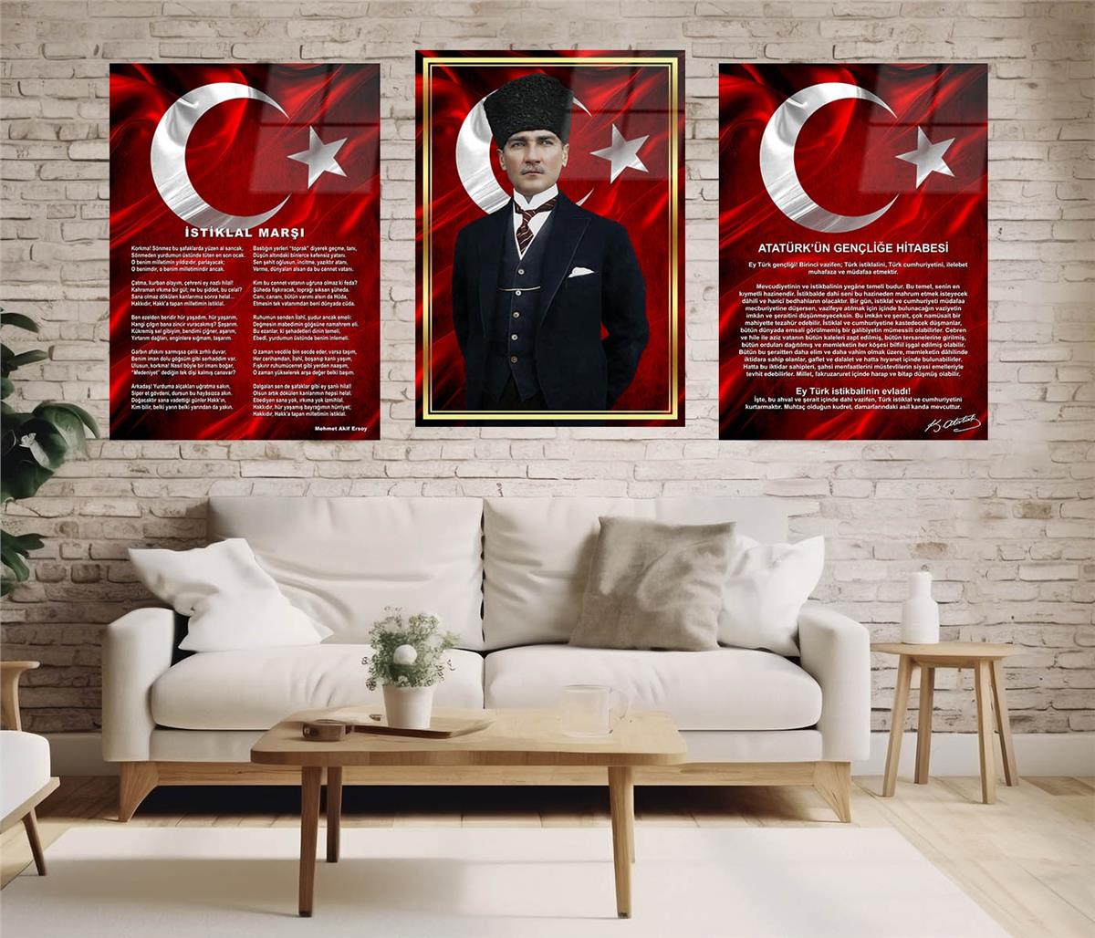  3'lü Set VatanTemalı Cam Tablo 21