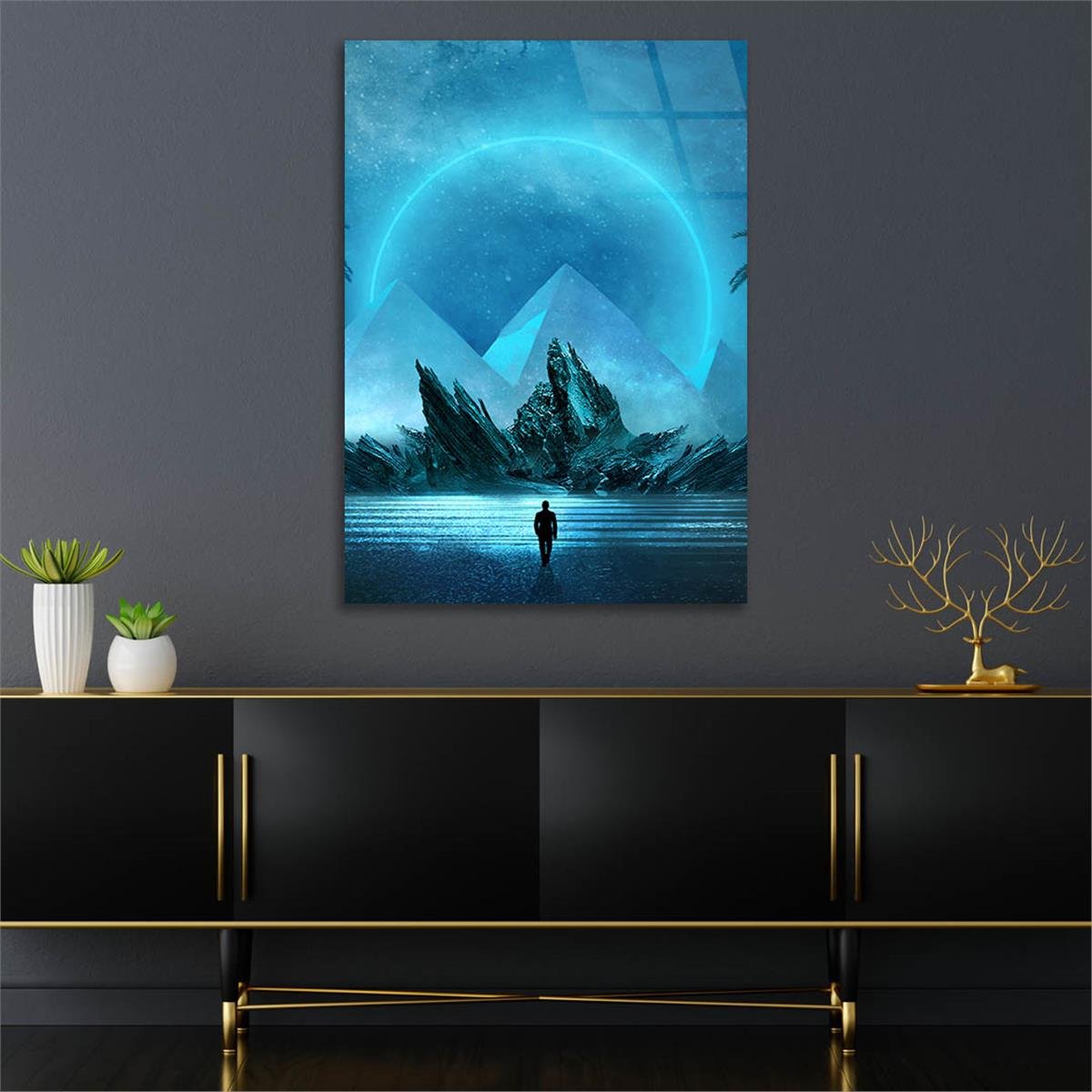Dikey Sanat Temalı Cam Tablo 478