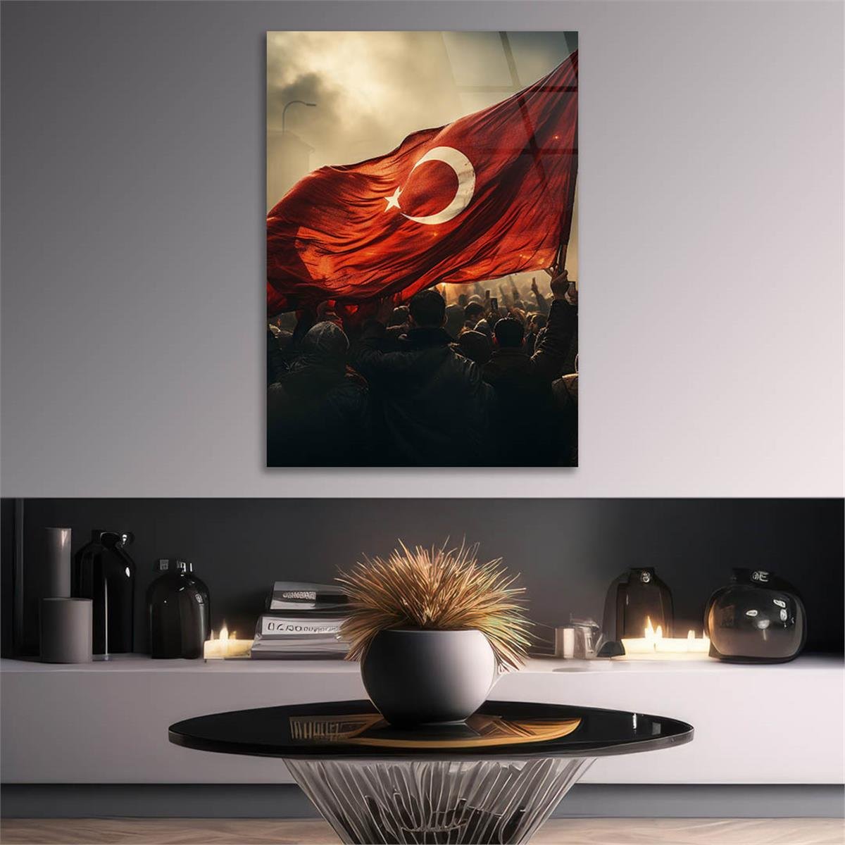 Dikey VatanTemalı Cam Tablo 160